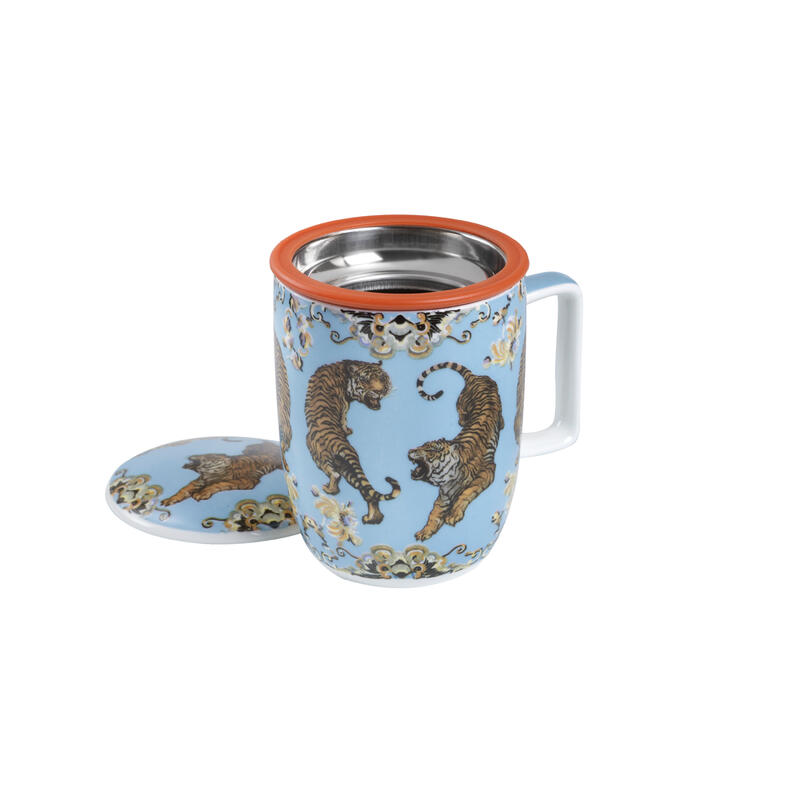 Mug de porcelana multicolor con filtro y tapa para infusiones - Pope