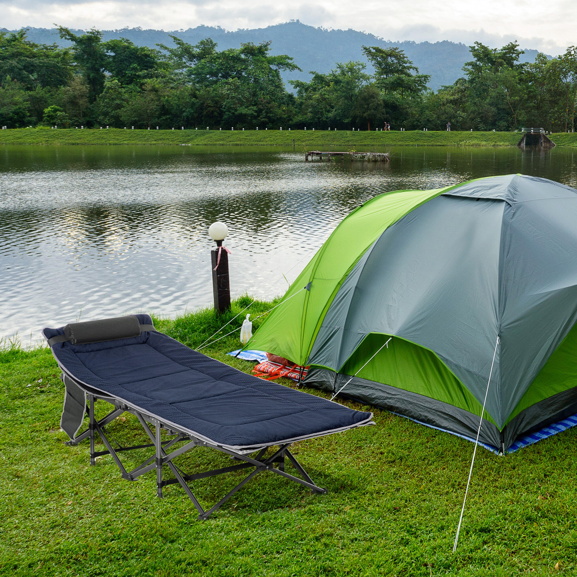 Cama de Camping Outsunny 188x64.5x53 cm Azul 2/8