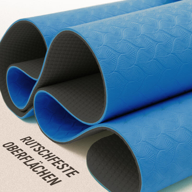 Yogamatte in der Farbe blau - Sportmatte, Fitnessmatte, Pilatesmatte
