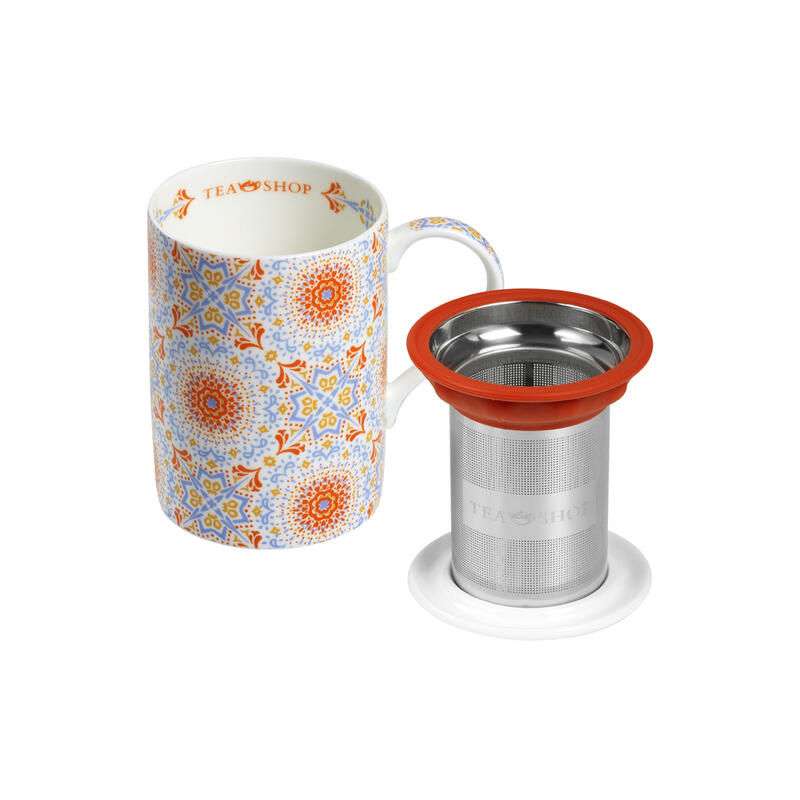 Tea Shop Taza de Té con filtro y tapa Mug Classic Telha Taza de porcelana