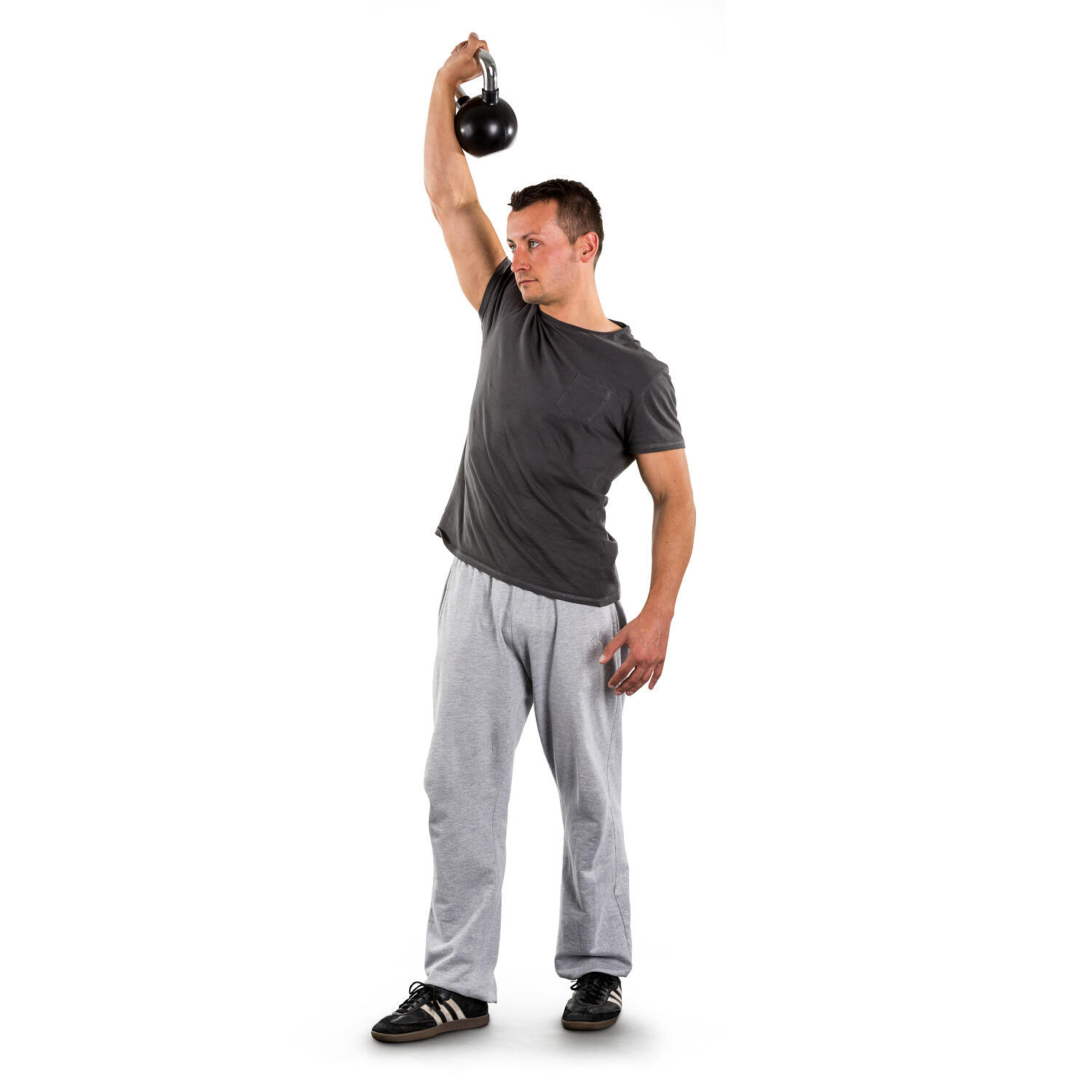 Kettlebell Gummiert mit gerändeltem Chrom-Griff 4 kg Gewichtheben Unisex 5/6