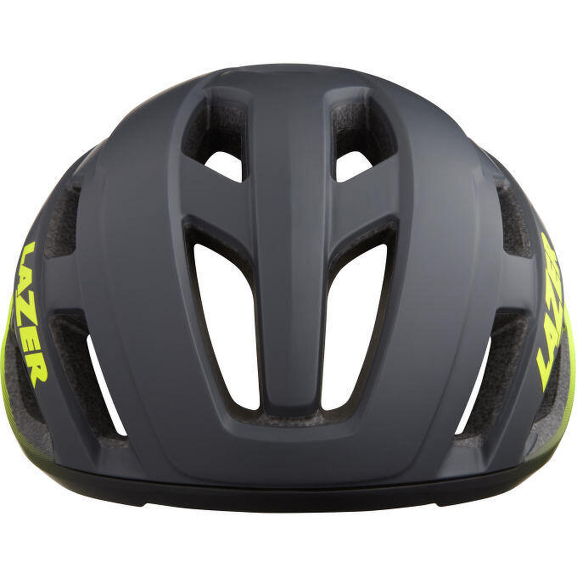 LAZER Kask rowerowy Strada KinetiCore, matowy ciemnoszary, żółty błysk