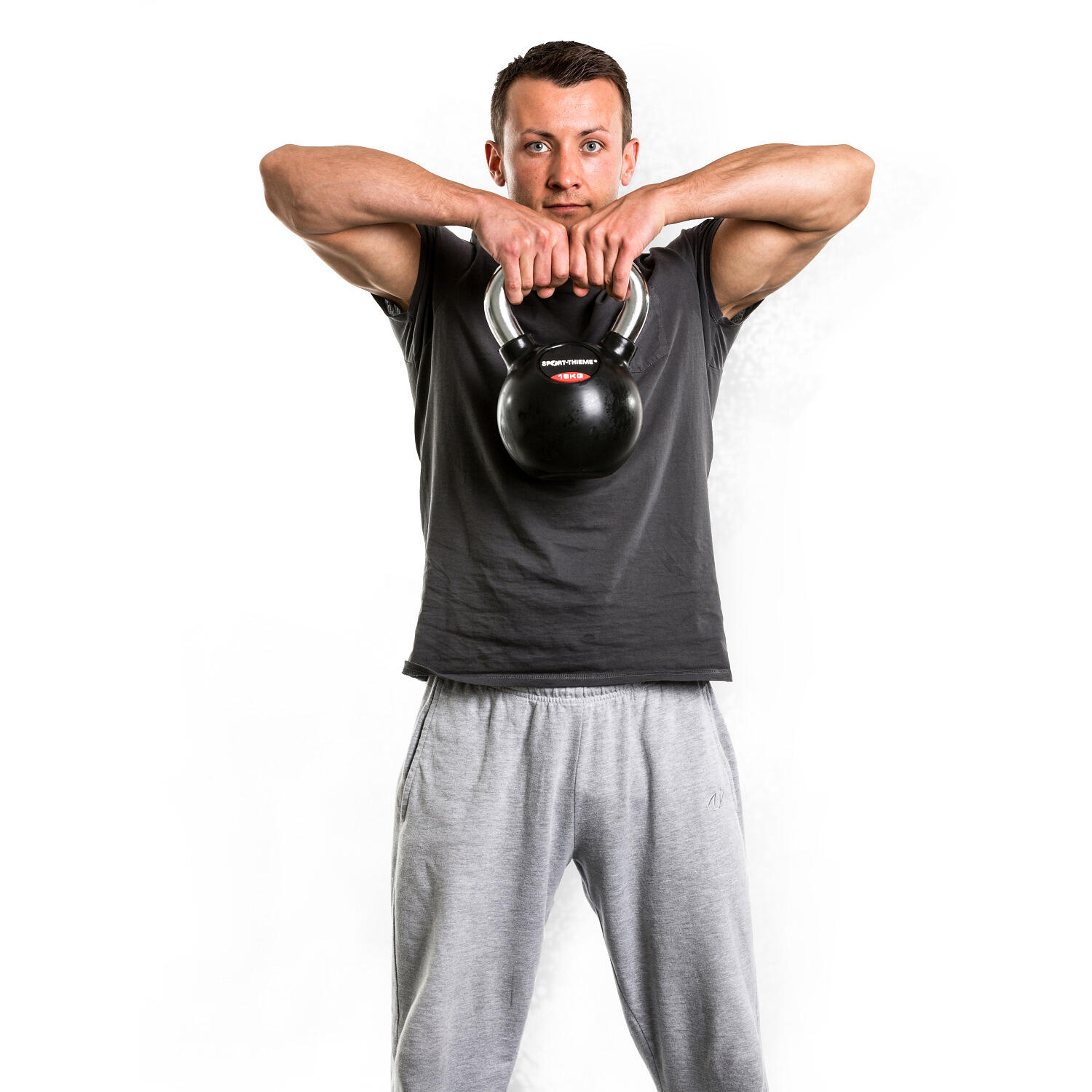 Kettlebell Gummiert mit gerändeltem Chrom-Griff 4 kg Gewichtheben Unisex 3/6