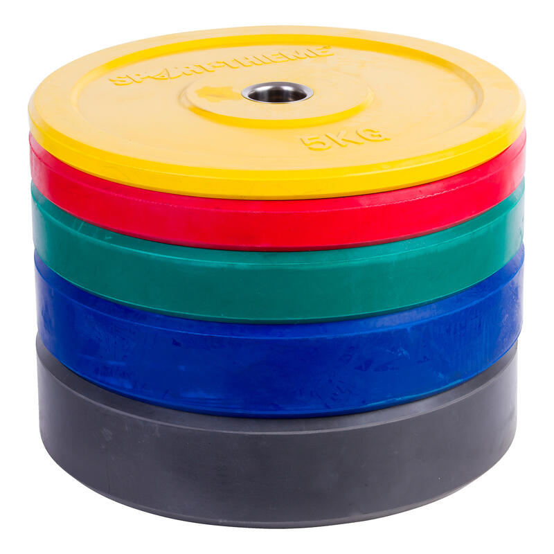 Sport-Thieme Disque d’haltère « Bumper Plate », couleur, 25 kg, gris foncé