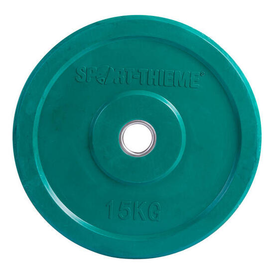 Hantelscheibe Bumper Plate, bunt 15 kg, Grün Gewichtheben Unisex Grün