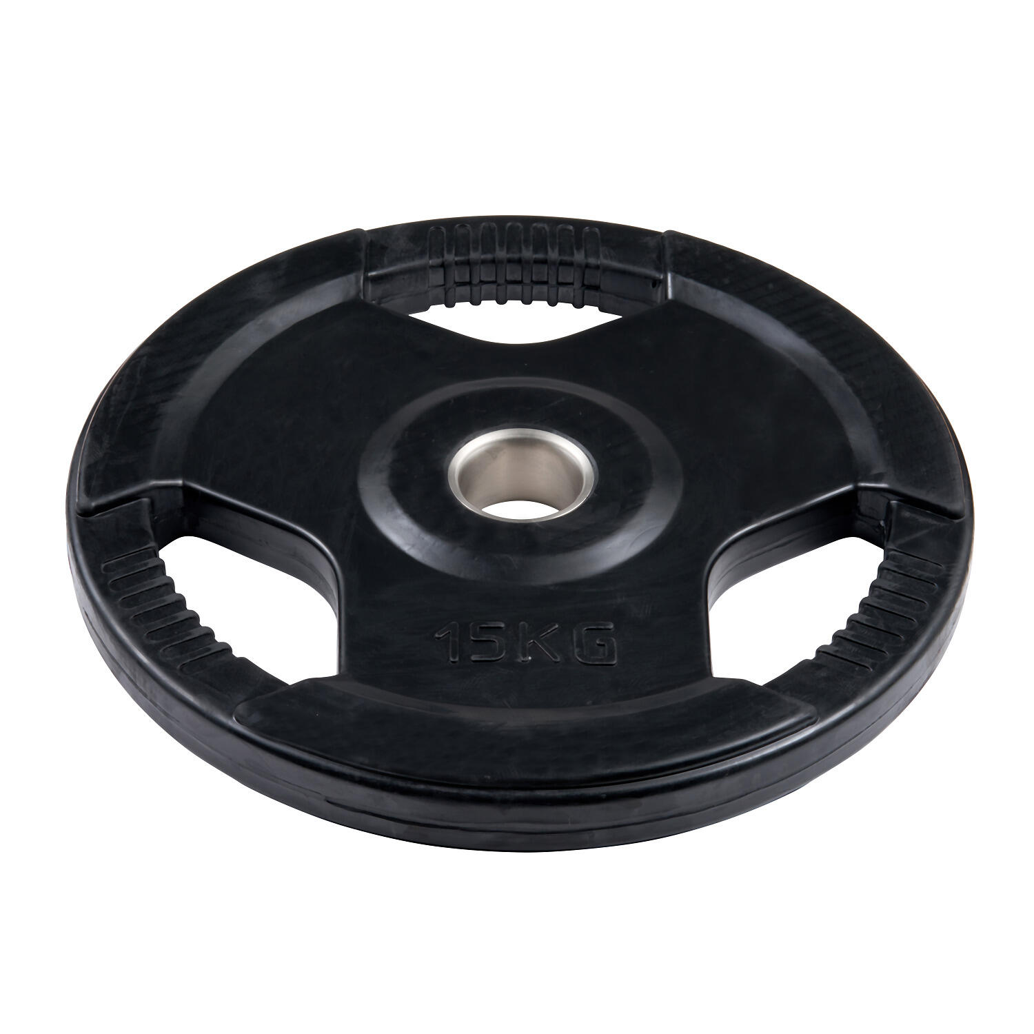 Hantelscheibe Wettkampf, gummiert, 50 mm 15 kg Gewichtheben Unisex Schwarz 2/4