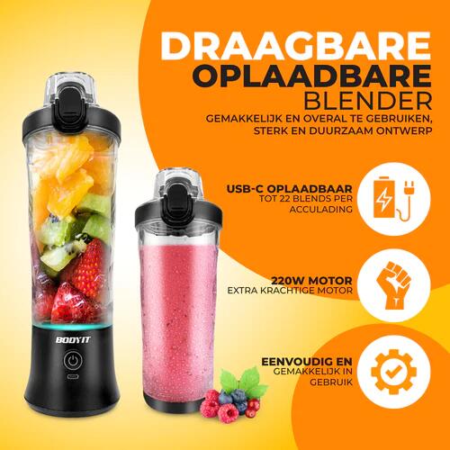 Draagbare  oplaadbare Blender met Accu – Draadloze Smoothie & Shake Maker