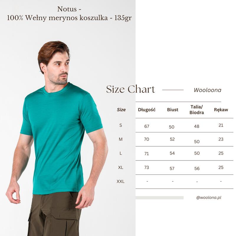 Koszulka termoaktywna turystyczna męska Woolona Notus 100% Merino