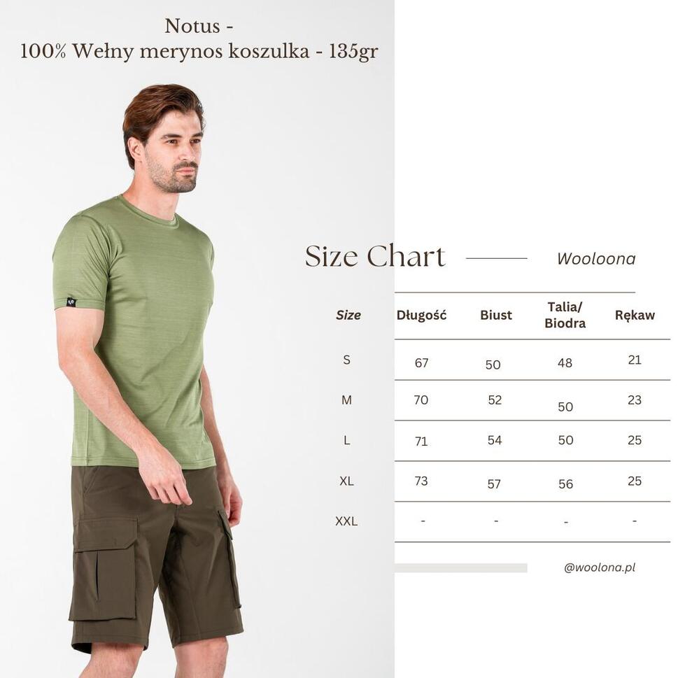 Koszulka termoaktywna turystyczna męska Woolona Notus 100% Merino