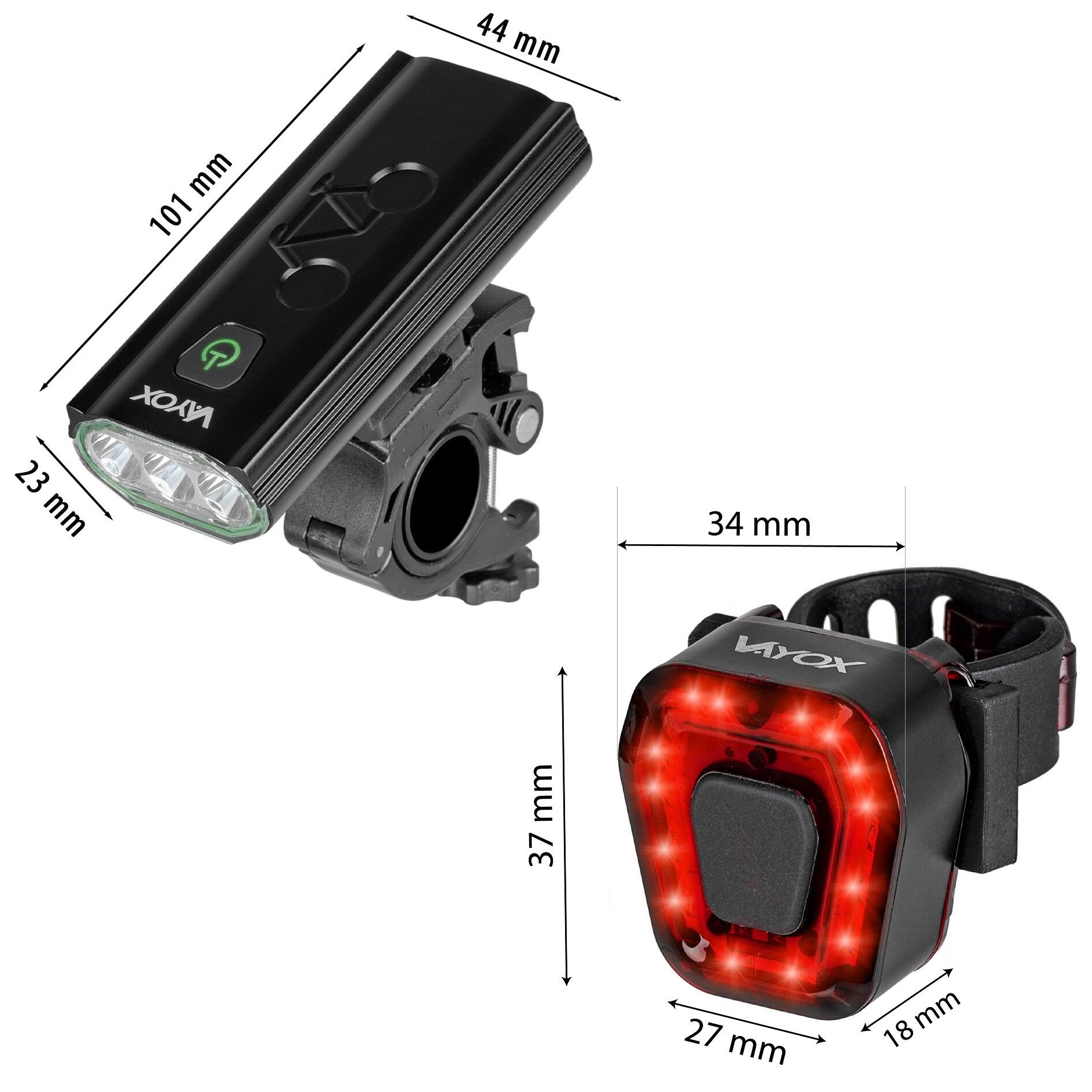 Set di luci per bici VAYOX VA0112 + VA0048 anteriore e posteriore POWERBANK 5/8