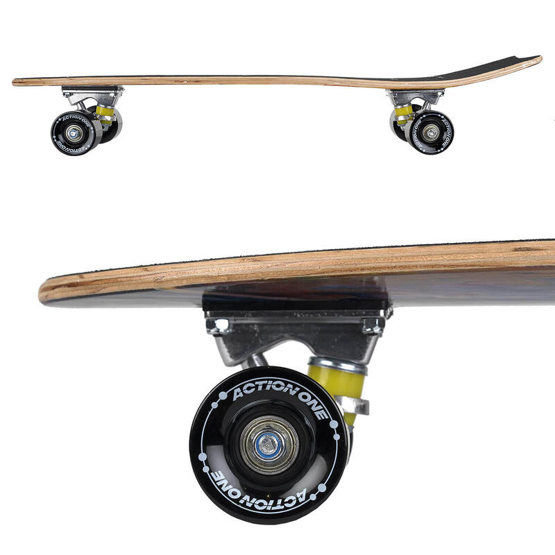 Skateboard Ilusion, lemn de artar 70x29cm, ABEC-7, PU, aluminium truck