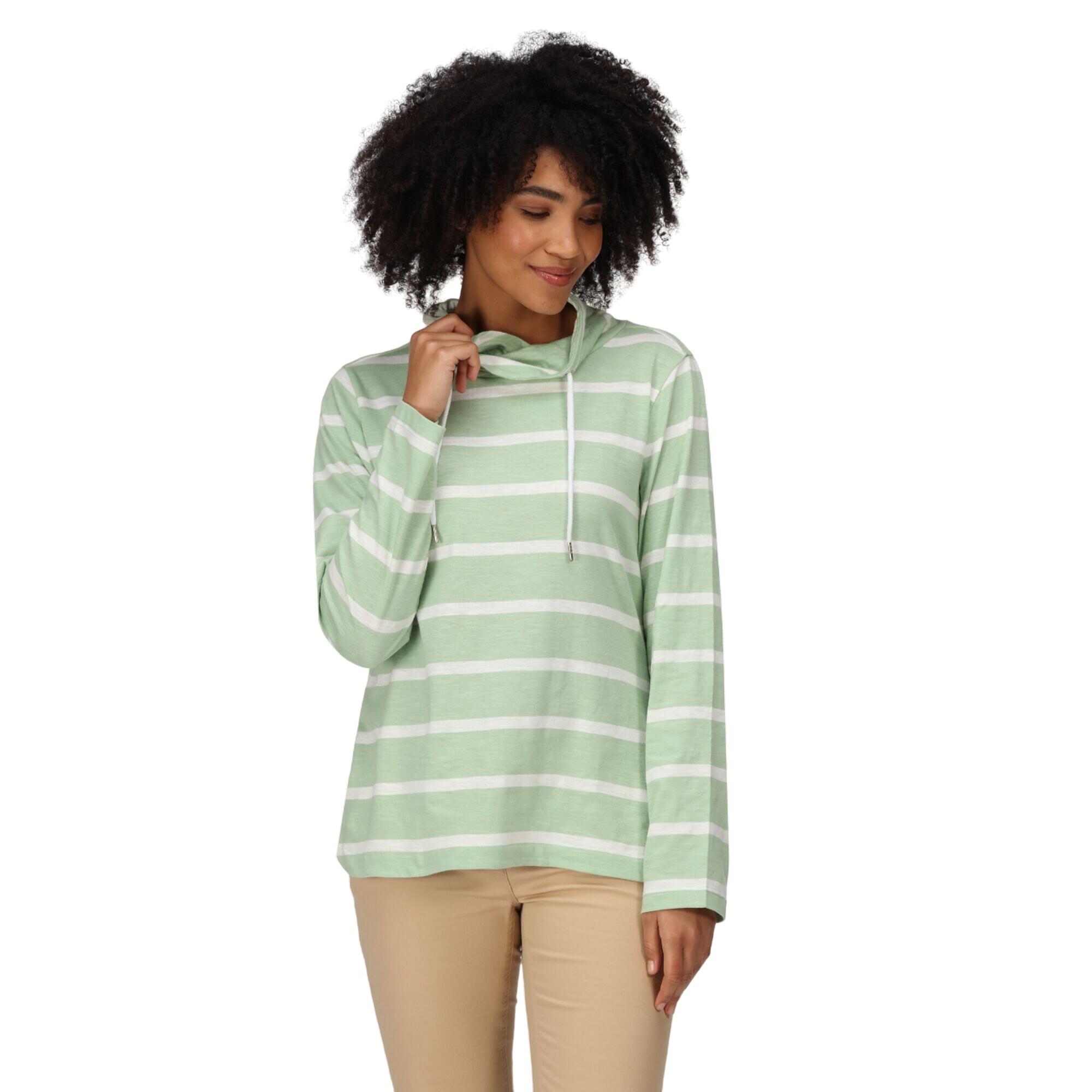 Womens/Ladies Helvine Striped Sweatshirt (Quiet Green/White) 3/5