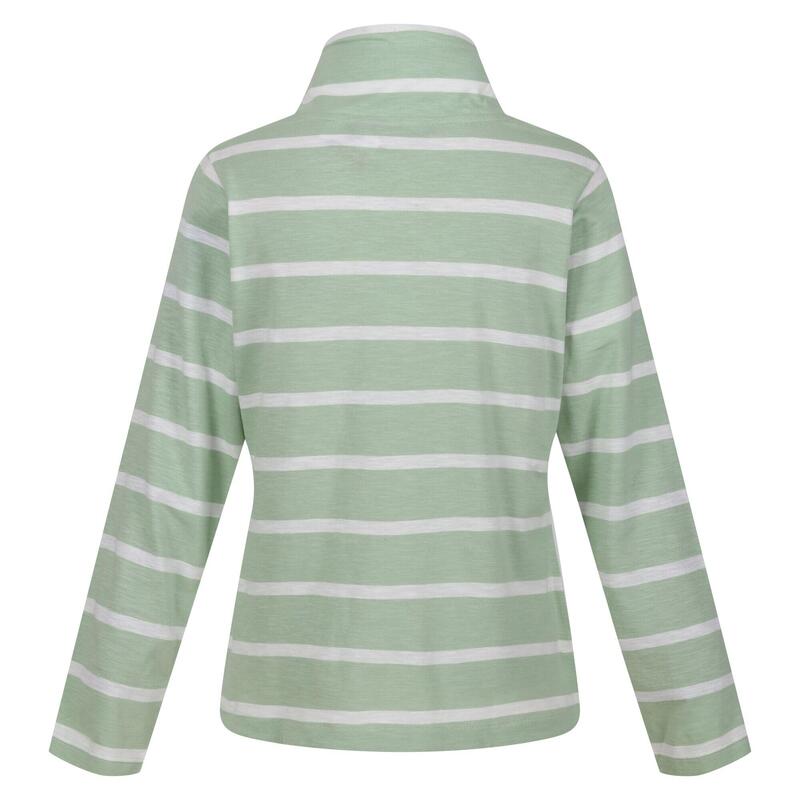 Jersey Helvine de Rayas para Mujer Verde Tranquilo, Blanco