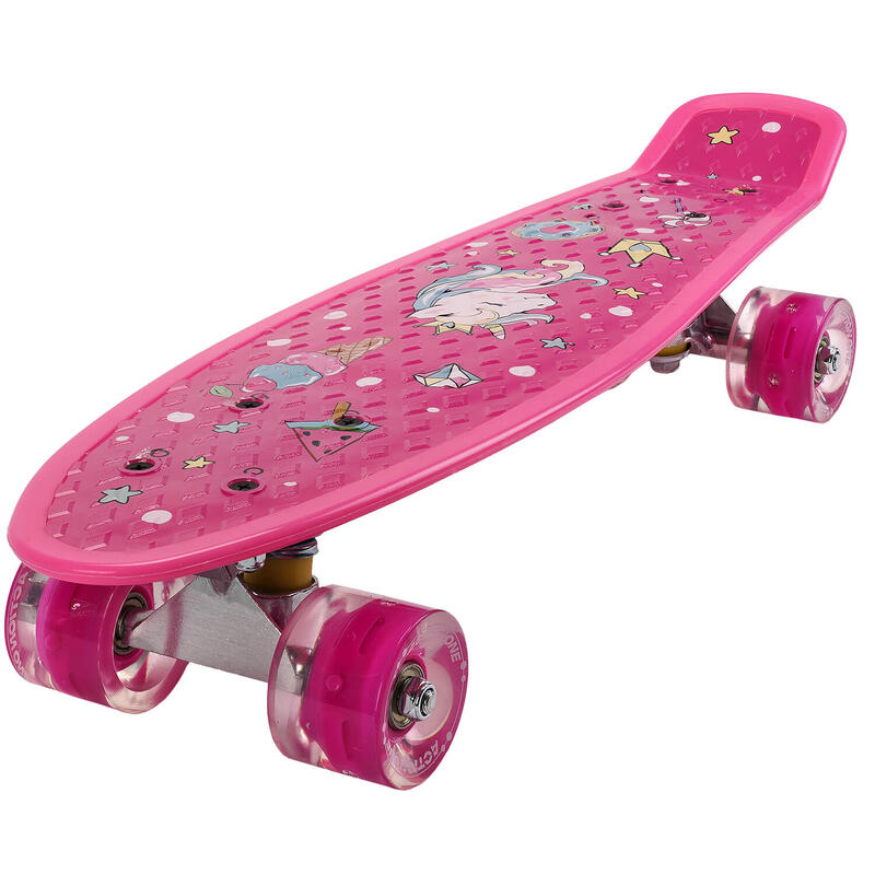 Skateboard cu roti luminoase Fantasy, 55x15cm, ABEC-7, PU, Aluminium truck