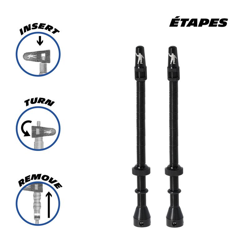 Paire de valve tubeless Presta 100mm Démonte-obus et capuchons intégrés MICHELIN