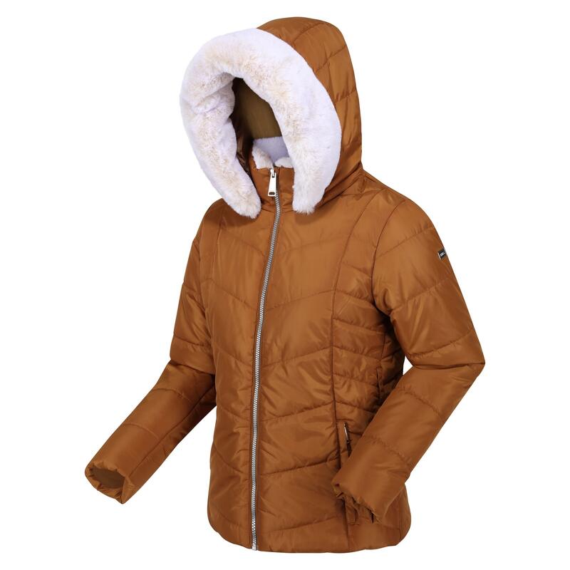 Dames Wildrose Gewatteerd Hooded Jacket (Rubber)