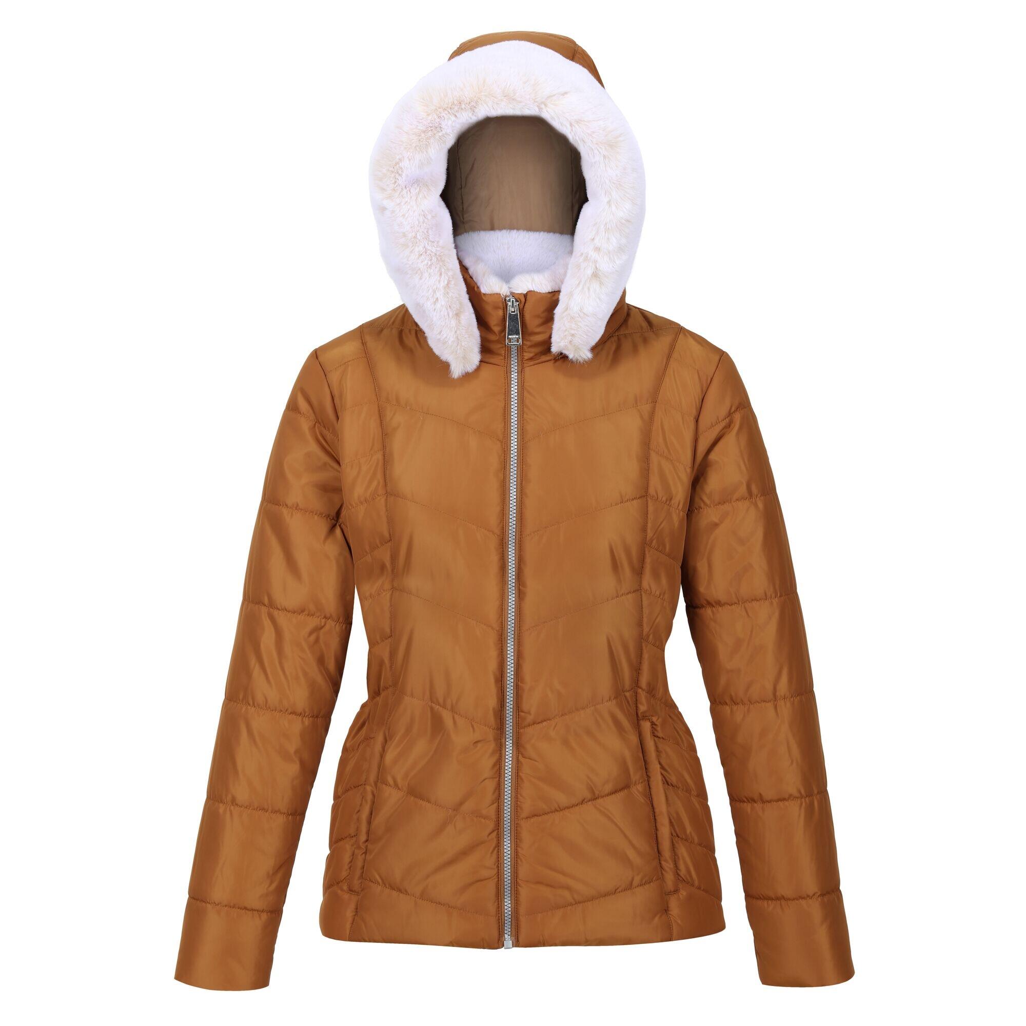 REGATTA Womens/Ladies Wildrose Baffled Padded Hooded Jacket (Rubber)