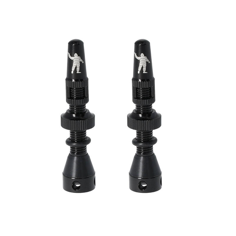 Paire de valves tubeless Presta 40mm  capuchons intégrés avec démonte-obus MICHE