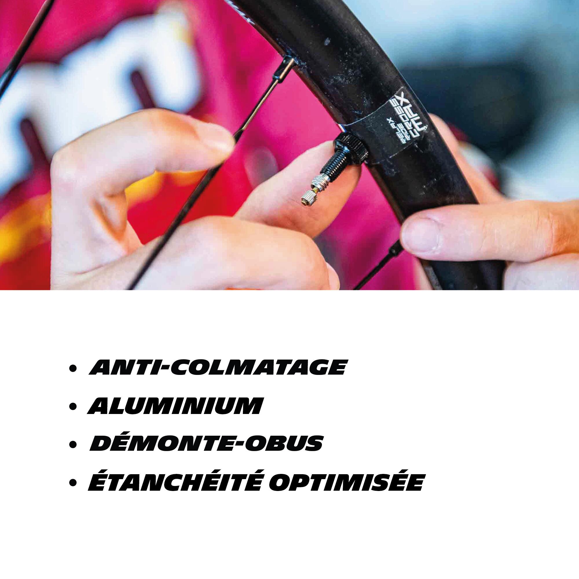 Paire de valves tubeless Presta 40mm  capuchons intégrés avec démonte-obus MICHE 4/7
