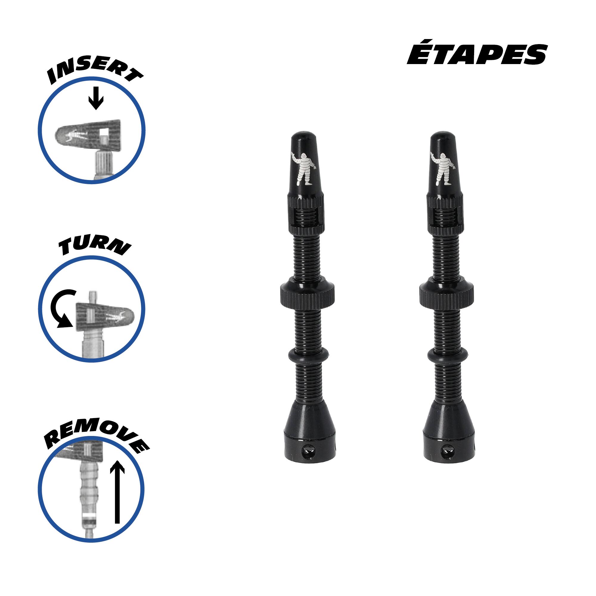 Paire de valves tubeless Presta 60mm Démonte-obus et capuchons intégrés MICHELIN 2/5