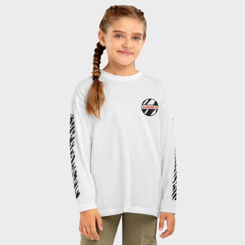 Kinderen Lifestyle Katoenen T-shirt met lange mouwen meisjes Jaguar-G Siroko Wit