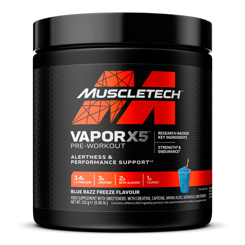 MUSCLETECH Pre-workout - Vapor X5 Pre-Workout - Gelatina di Lamponi Blu