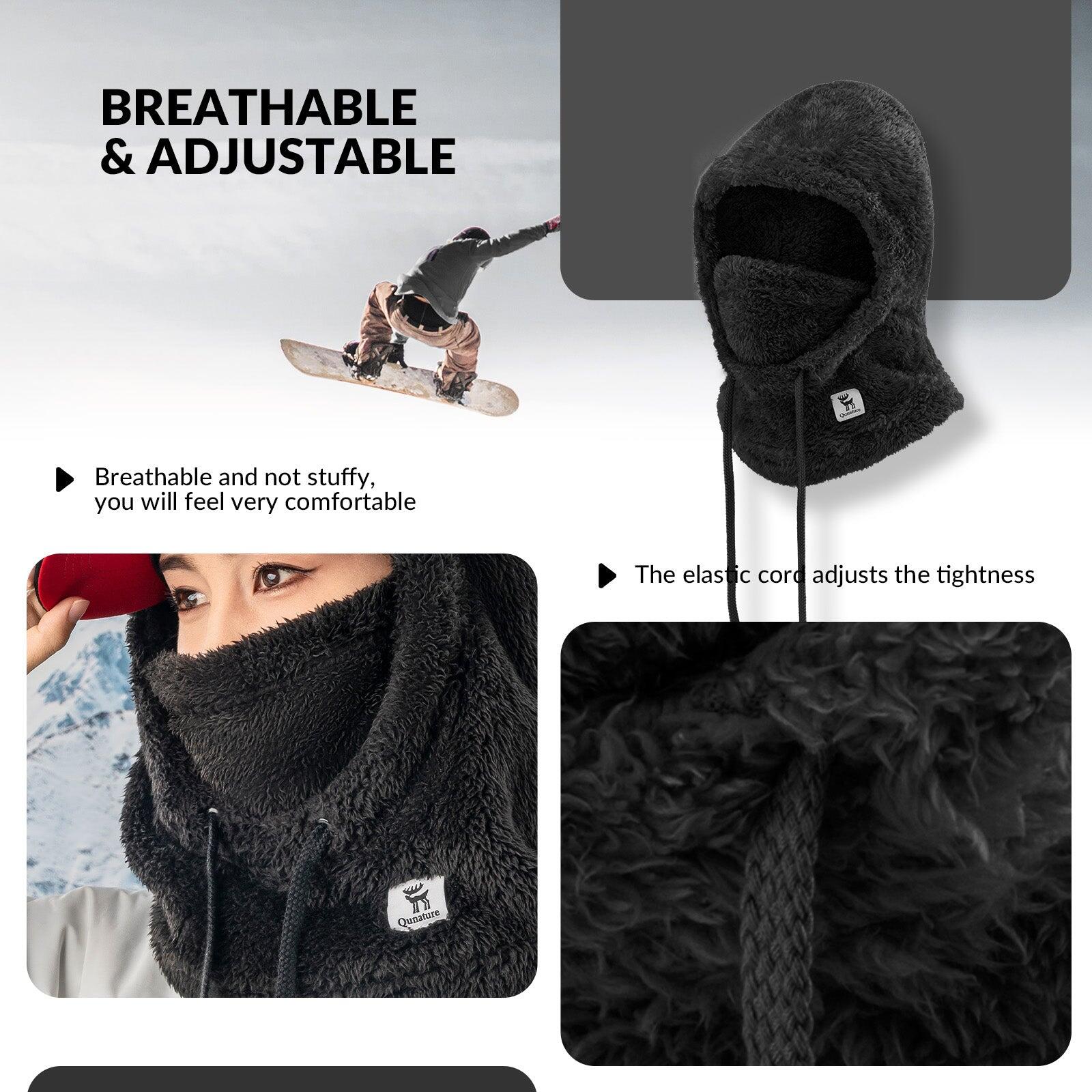 Cagoule Polaire QUNATURE Thermique Cache col Épais Unisex Taille L Noir 3/6