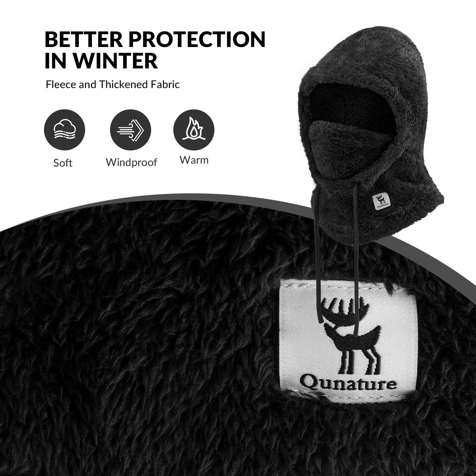 Cagoule Polaire QUNATURE Thermique Cache col Épais Unisex Taille L Noir 2/6