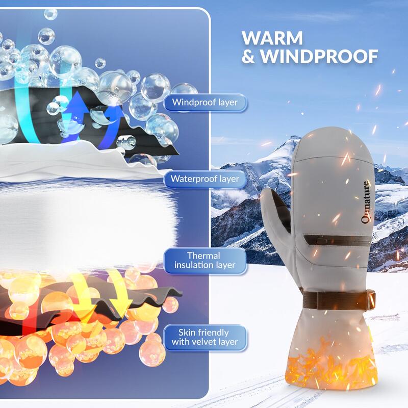 Waterdichte Skihandschoenen QUNATURE met Touchscreen Warm XL Volwassenen Grijs