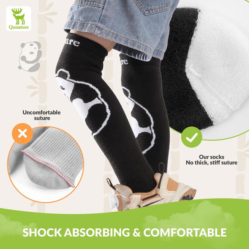 Chaussettes de Ski Enfant QUNATURE Motif Panda Laine Épais Thermique M Noir