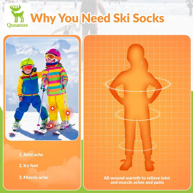 Chaussettes de Ski Enfant QUNATURE Motif Panda Laine Épais Thermique S Noir