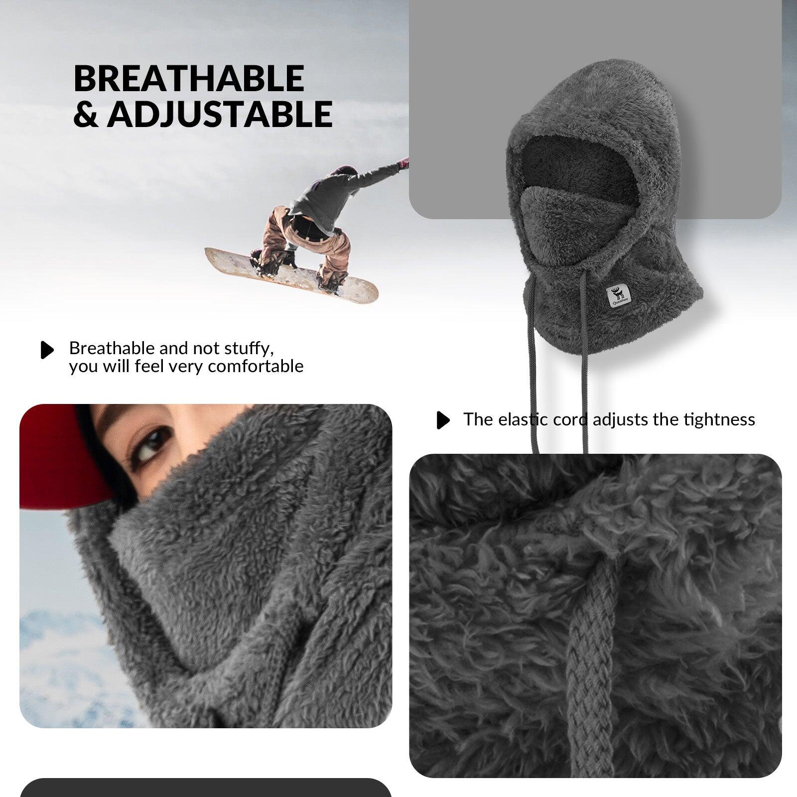 Cagoule Polaire QUNATURE Thermique Cache col Épais Unisex Taille L Gris foncé 3/6