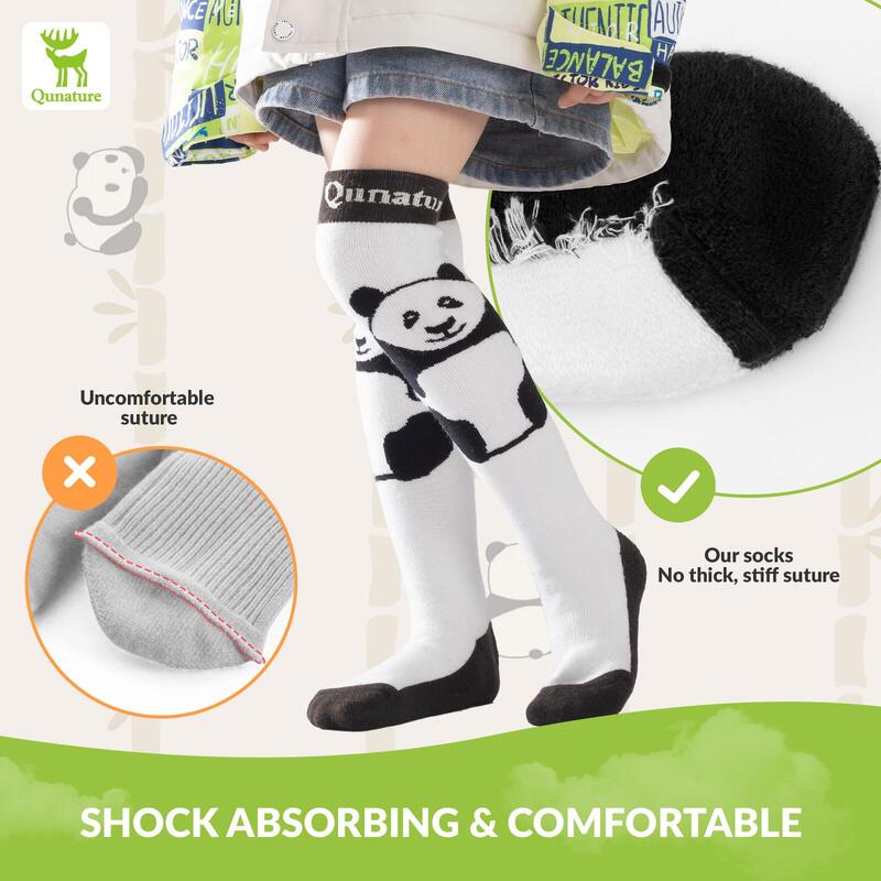 Chaussettes de Ski Enfant QUNATURE Motif Panda Laine Épais Thermique L Blanc