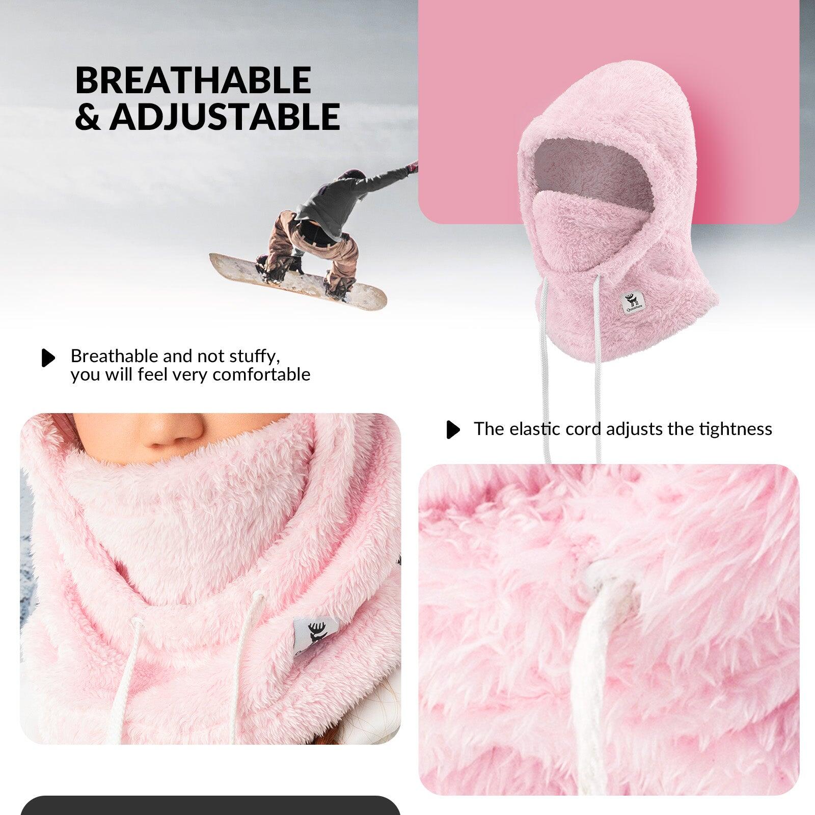 Cagoule Polaire QUNATURE Thermique Cache col Épais Unisex Taille M Rose 3/6