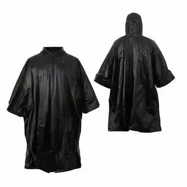 Black Rain Poncho with Hood - Universal Size Raincoat