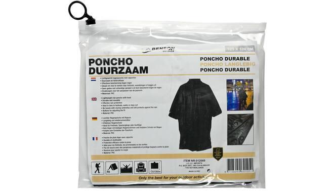 Poncho impermeable negro con capucha - Impermeable de talla universal 7/7