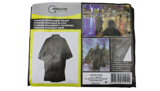 Poncho impermeable negro con capucha - Impermeable de talla universal 5/7