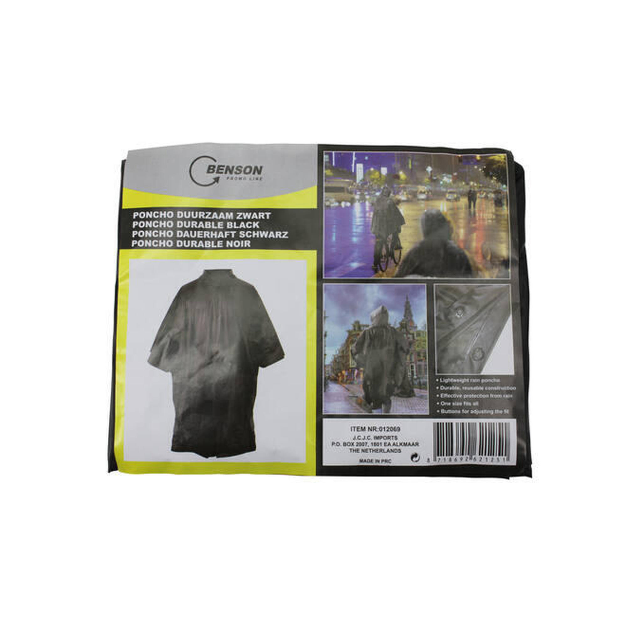 Poncho de ploaie negru cu glugă - Mărime universală