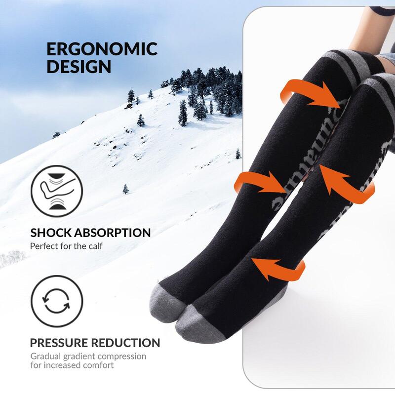 Chaussettes de Ski Enfant QUNATURE Laine Thermique Épais Hiver L Noir