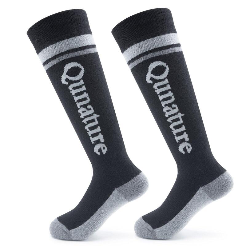 Chaussettes de Ski Enfant QUNATURE Laine Thermique Épais Hiver L Noir