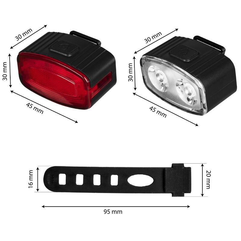 Jeu de feux de vélo avant et arrière Vayox VA0155 200lm blanc et rouge