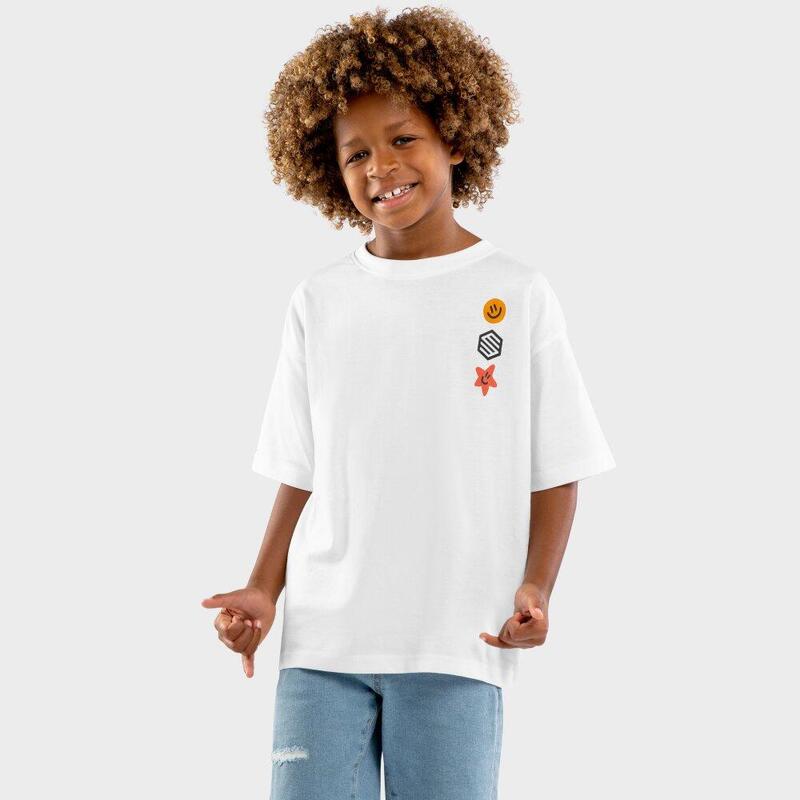 Kinderen Lifestyle Katoenen T-shirt met korte mouwen jongens Joy SIROKO Wit