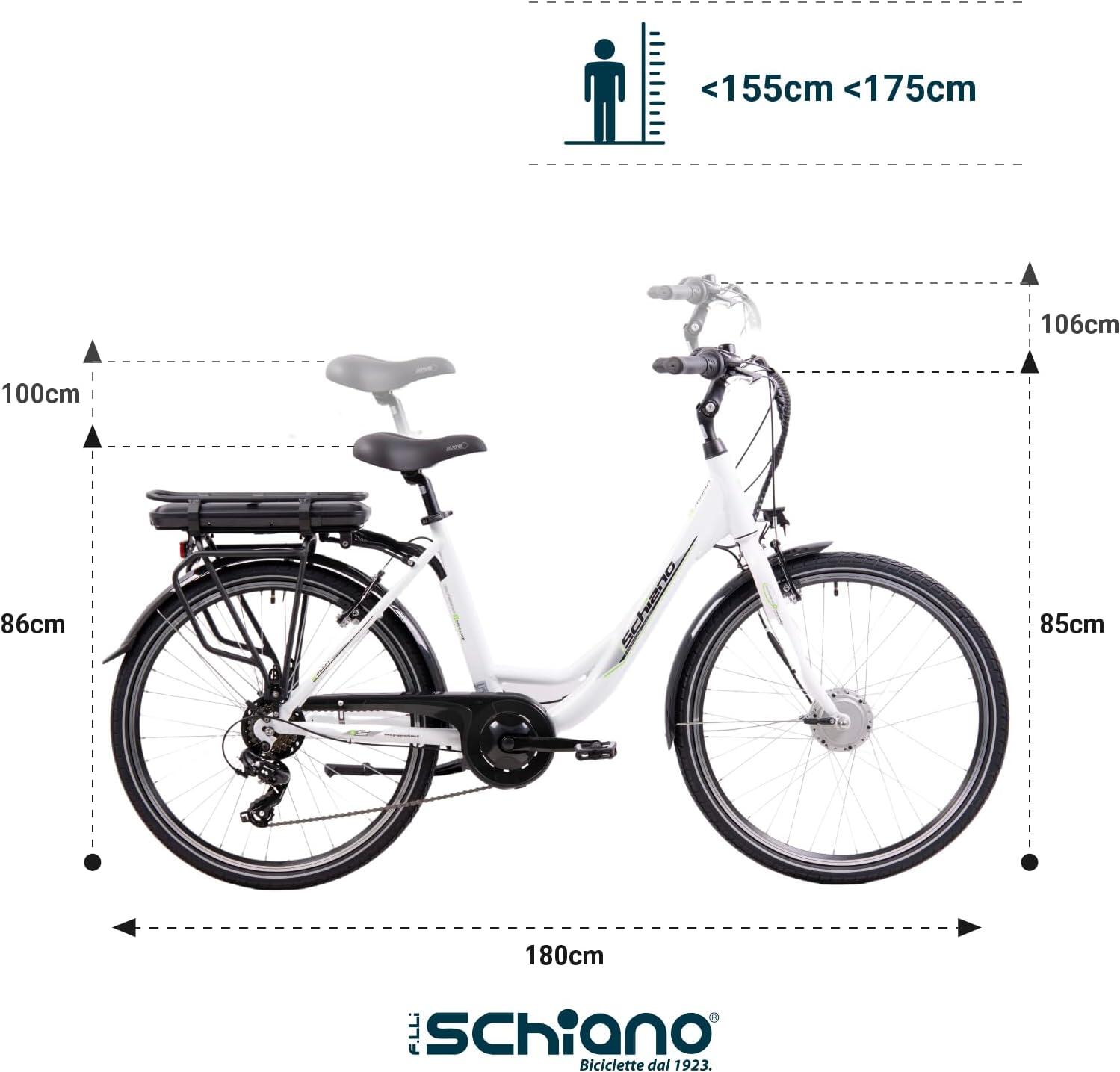 E-Moon 26" bicicletta elettrica, per adulti, telaio in alluminio, cambio Shimano 6/6