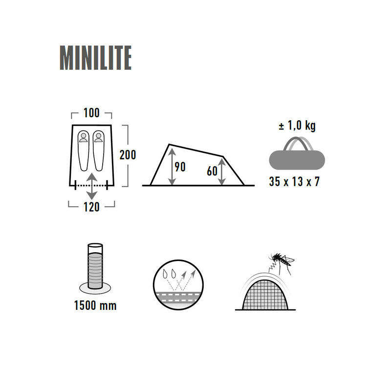 Tente de trekking Minilite 1-2 personnes 1 homme camping vélo kg