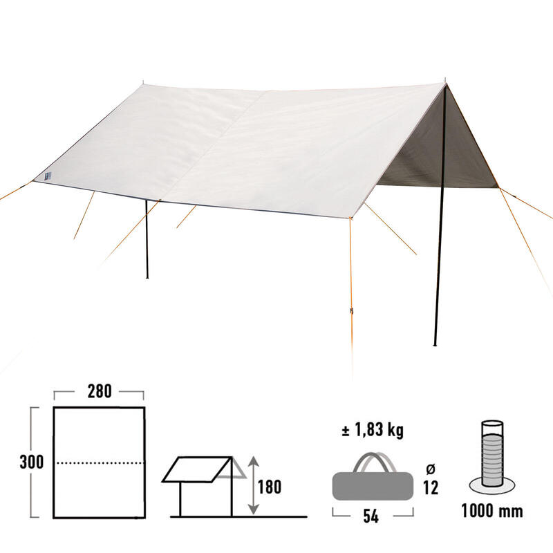 Capri 3.0 Tarp Sonnensegel Camping Vor Zelt Plane UV80 Schutz 3 m