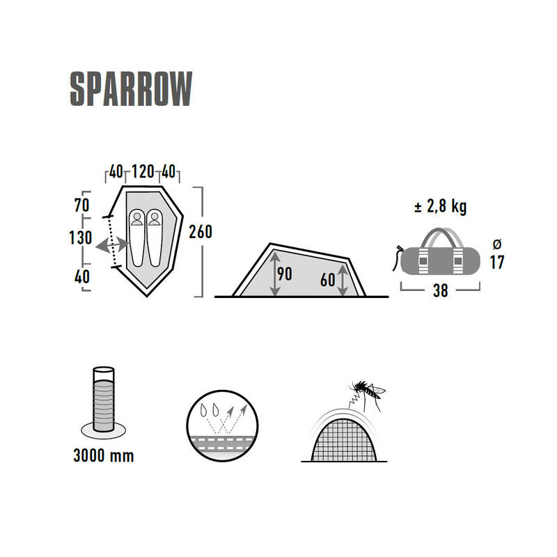 Cort de camping High Peak Lightweight Sparrow,cort de trekking pentru 2 persoane