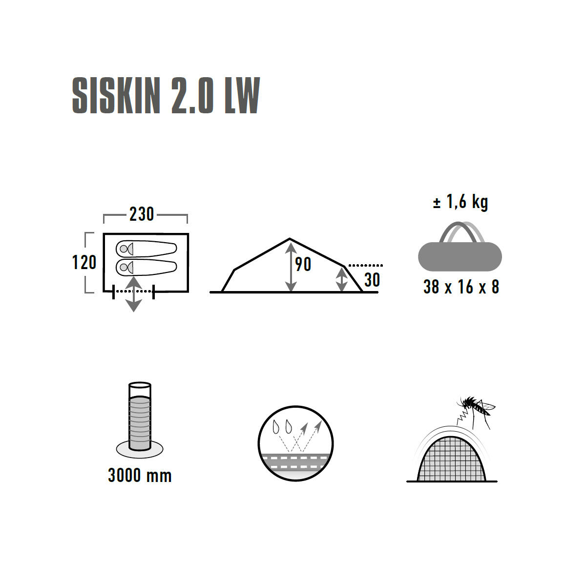 Tenda Trekking High Peak Siskin 2.0 LW - 2 Pessoas 4/8
