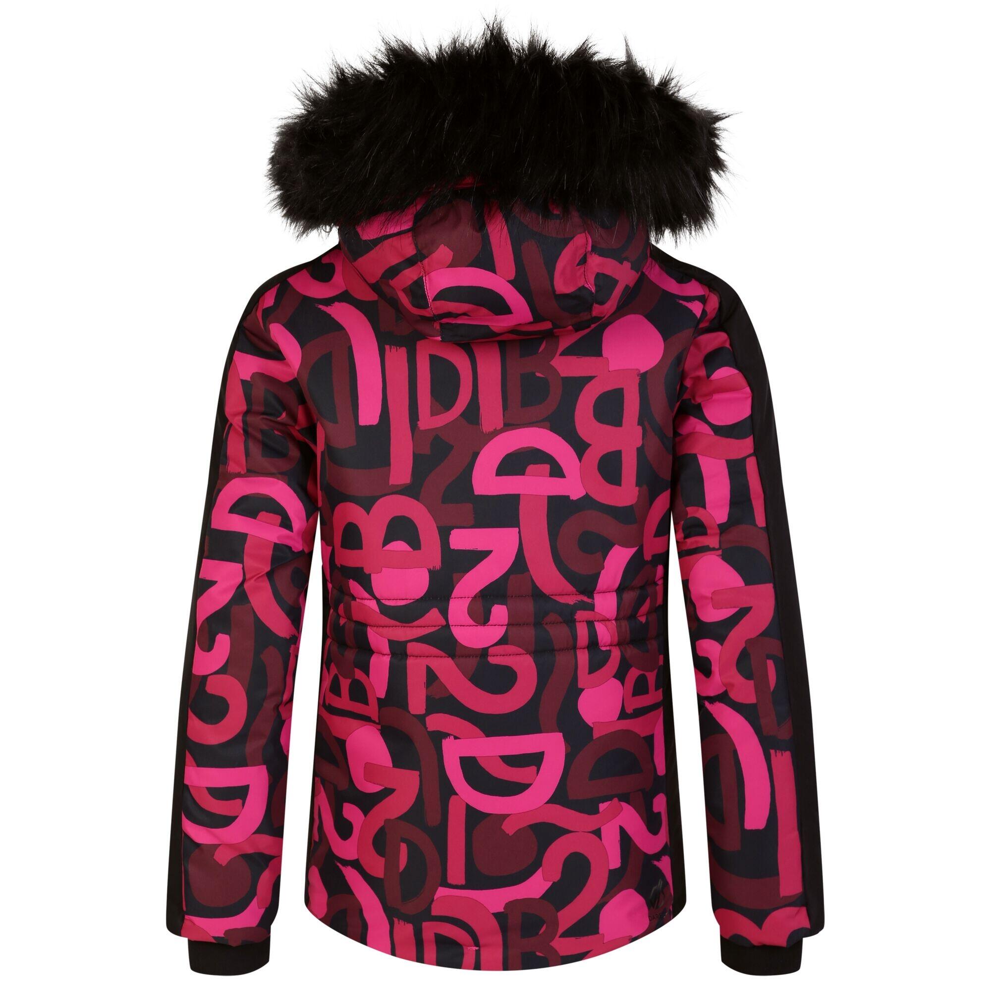 Blouson De Ski Motif/style Graffiti DING Fille (Rose Bonbon / Noir) 2/5
