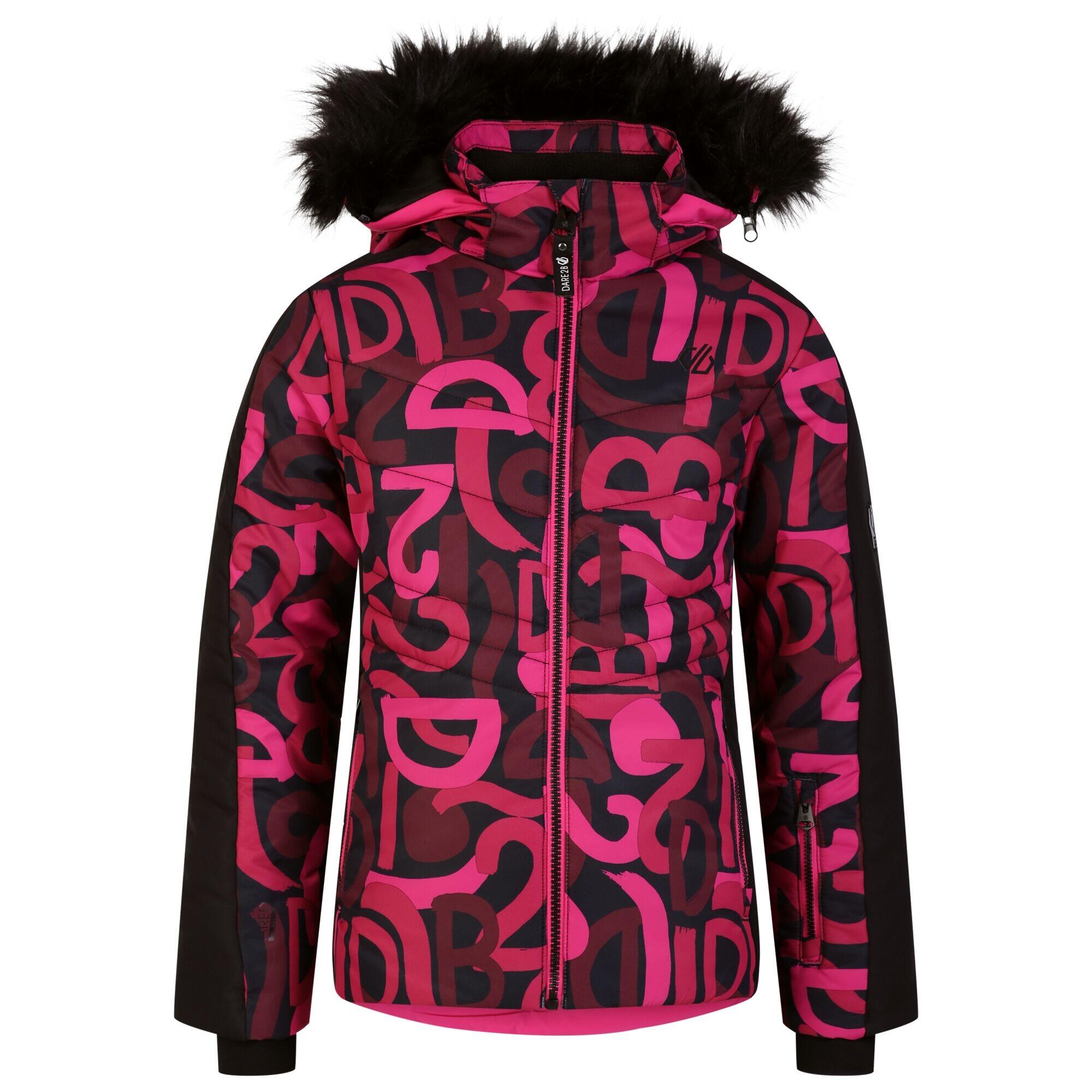 DARE 2B Girls Ding Graffiti Ski Jacket (Pure Pink/Black)