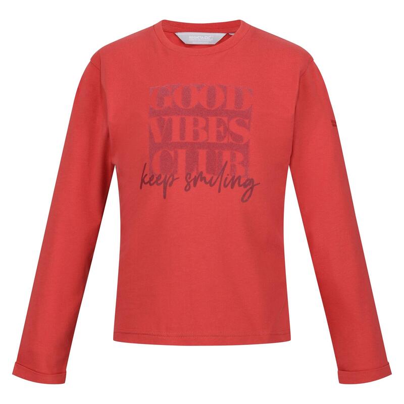 Camiseta Wenbie III Good Vibes Club de Manga Larga para Niños/Niñas Rojo Mineral